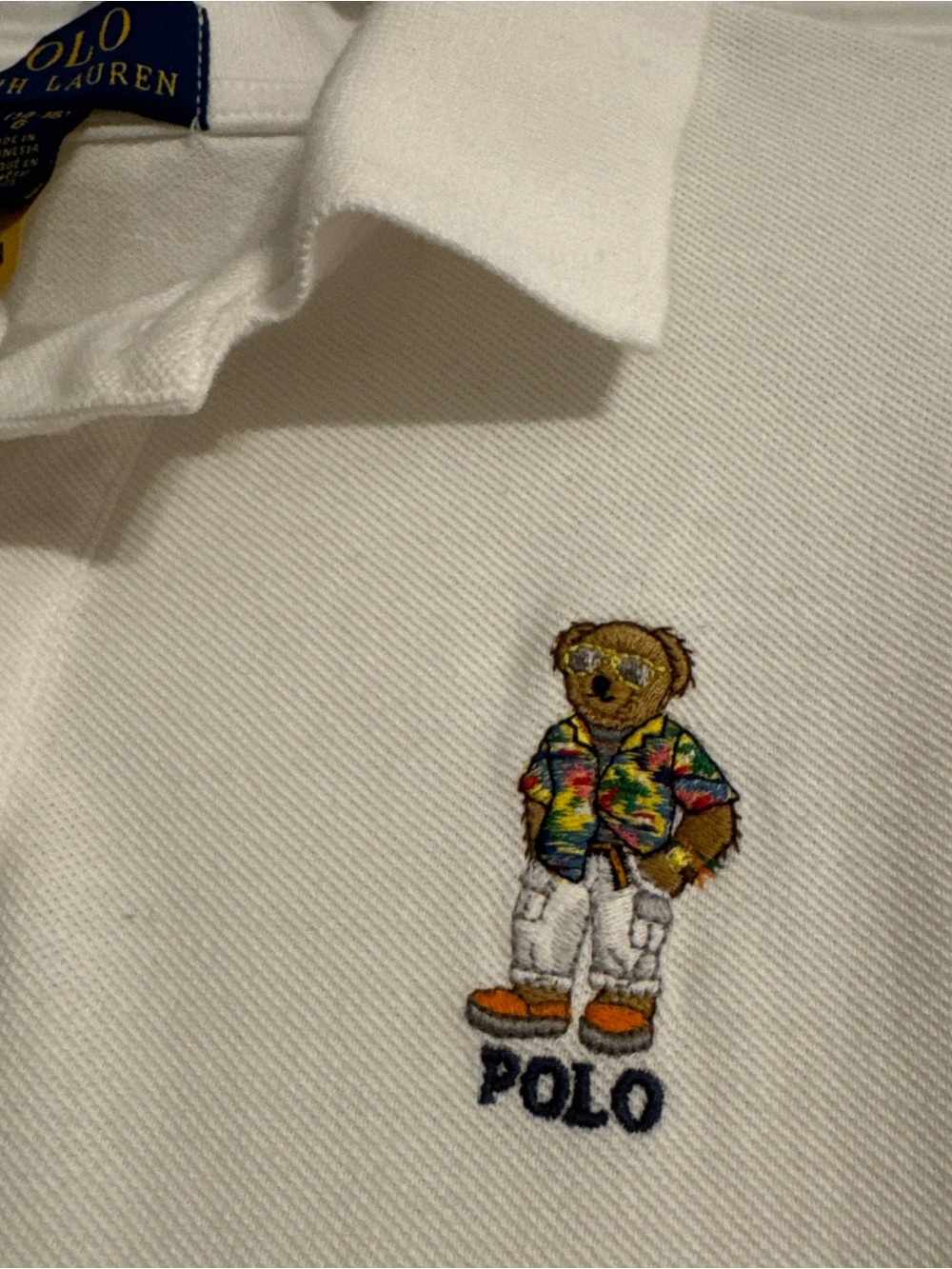 Polo by Ralph Lauren White Kids Polo with Embroidered Bear size L(14-16)